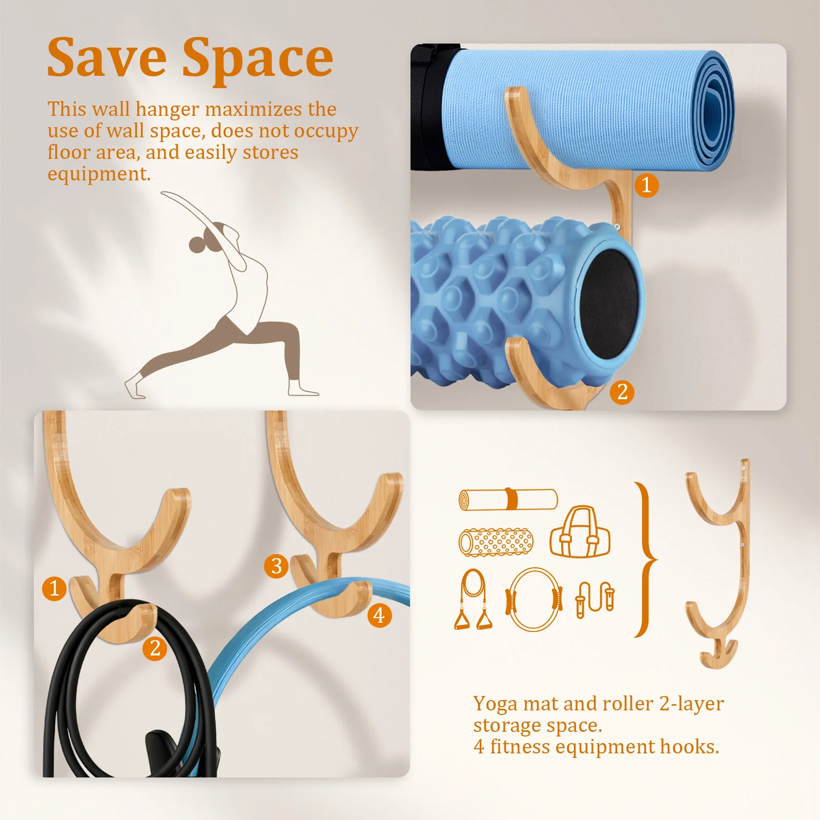 2Pcs Yoga Mat Storage Rack Wal - Home Gym On Carpet review and price
