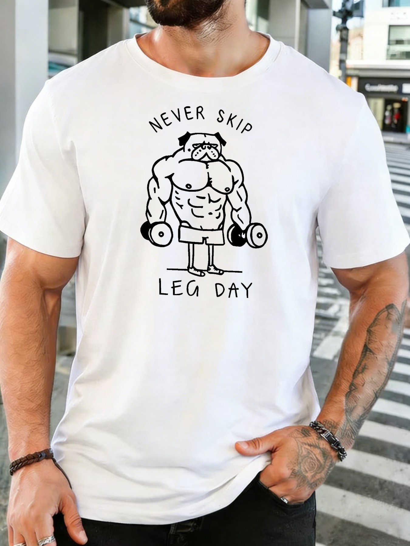 Mens Gym Fitness Muscular Pug  - Home Gym Leg Day review and price